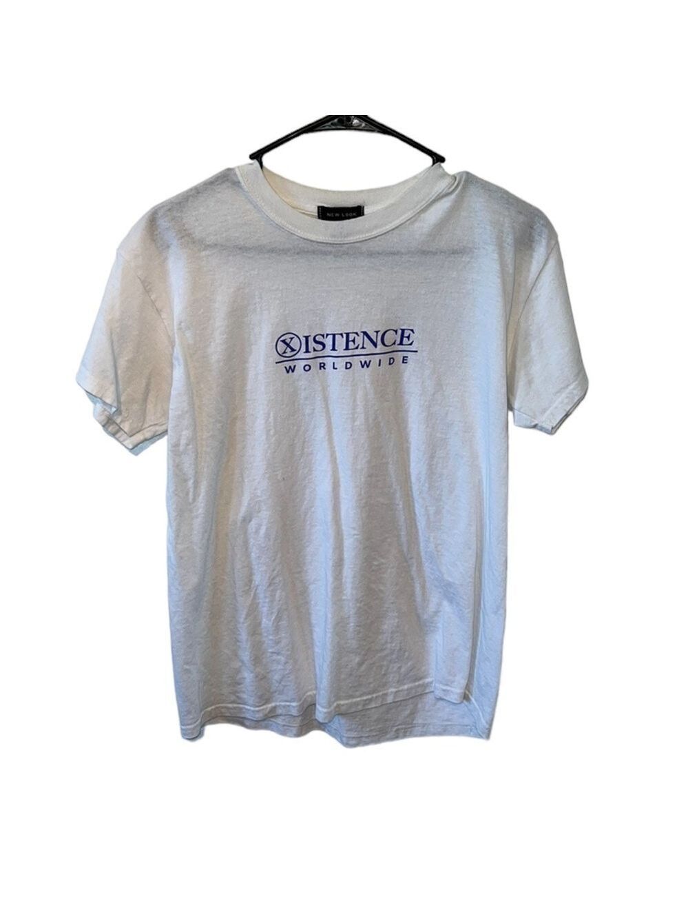 New Look White & Blue Short Sleeve Tee Shirt Men’s Size Small